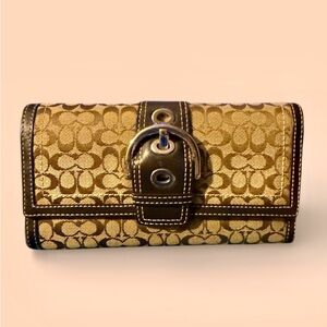 NWOT Elegant Brown Coach Women's Wallet with Check Book cover